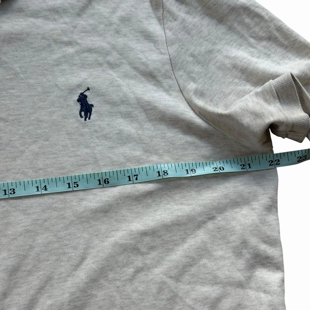 Polo Ralph Lauren Men's Oatmeal‎ Knit Polo Short Size Large Soft 100% Cotton